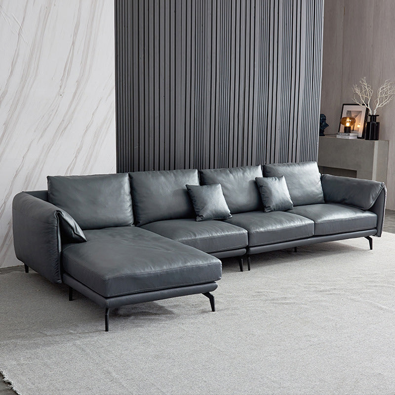 Leather Padded down Seat with Pillow Back Sectional Grey/black/brown/blue Sofa