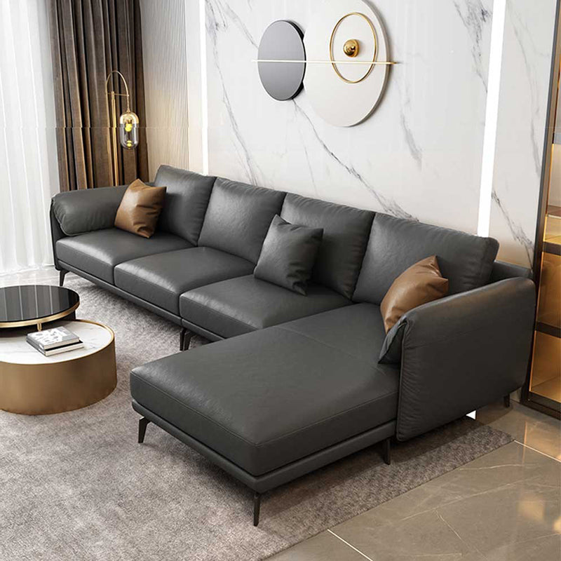 Leather Padded down Seat with Pillow Back Sectional Grey/black/brown/blue Sofa