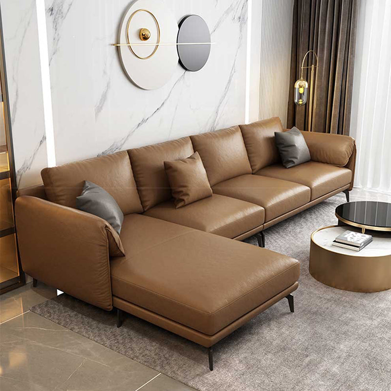 Leather Padded down Seat with Pillow Back Sectional Grey/black/brown/blue Sofa