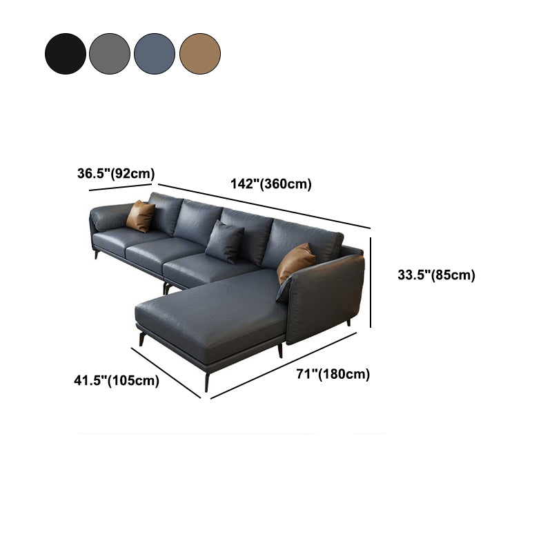 Leather Padded down Seat with Pillow Back Sectional Grey/black/brown/blue Sofa