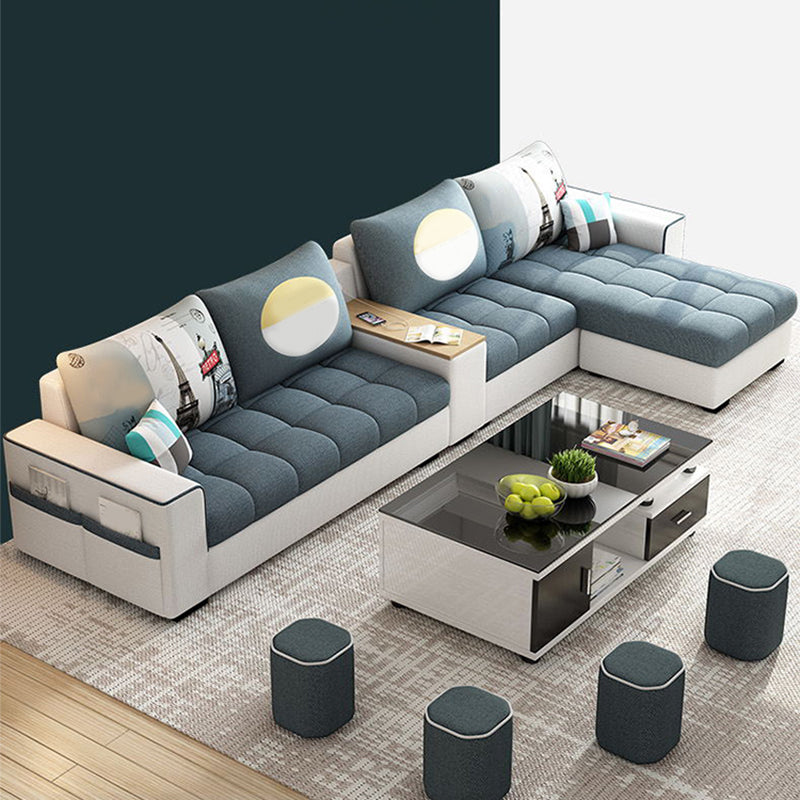 Faux Leather 4-seater Sectional with Ottoman and Storage Sofa