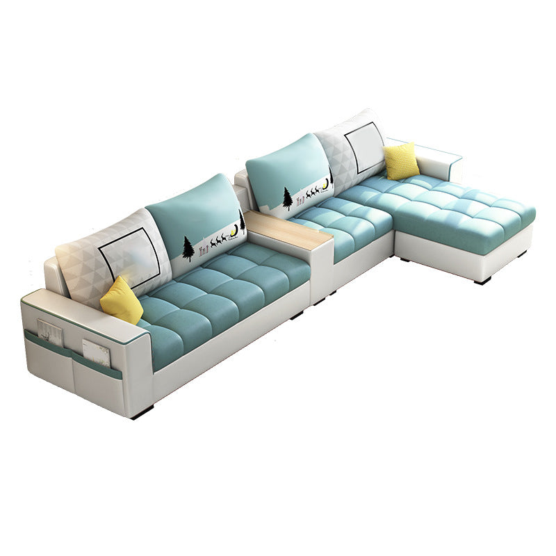 Faux Leather 4-seater Sectional with Ottoman and Storage Sofa