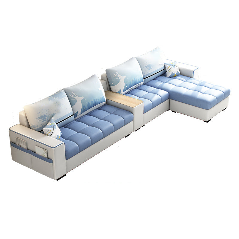 Faux Leather 4-seater Sectional with Ottoman and Storage Sofa