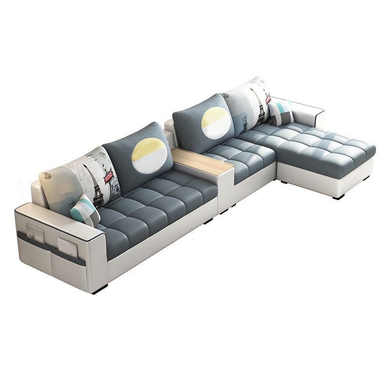 Faux Leather 4-seater Sectional with Ottoman and Storage Sofa