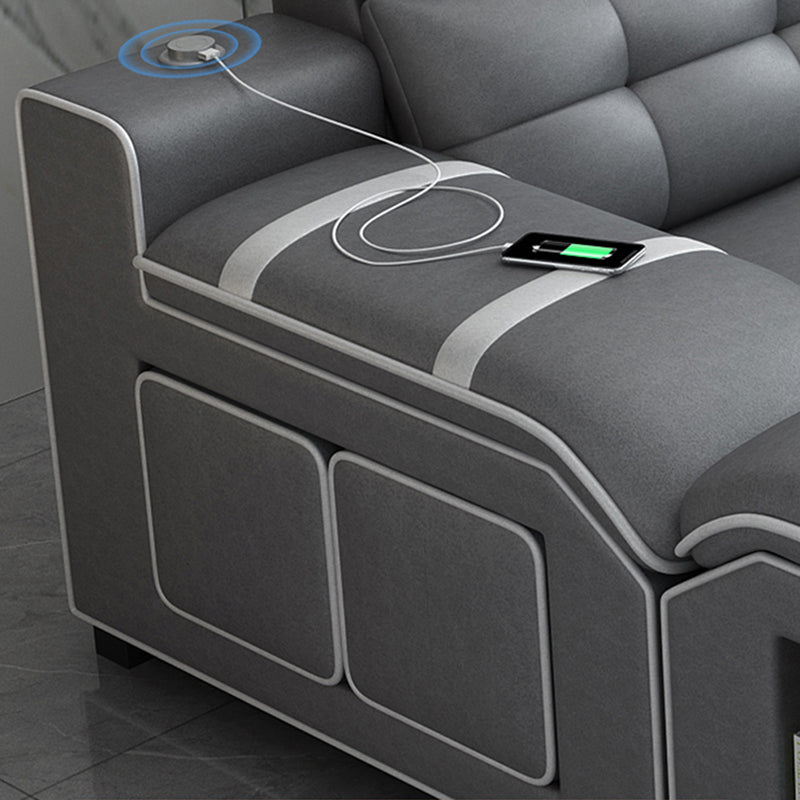 Contemporary Grey Sofa/sectional with Storage and USB for Living Room