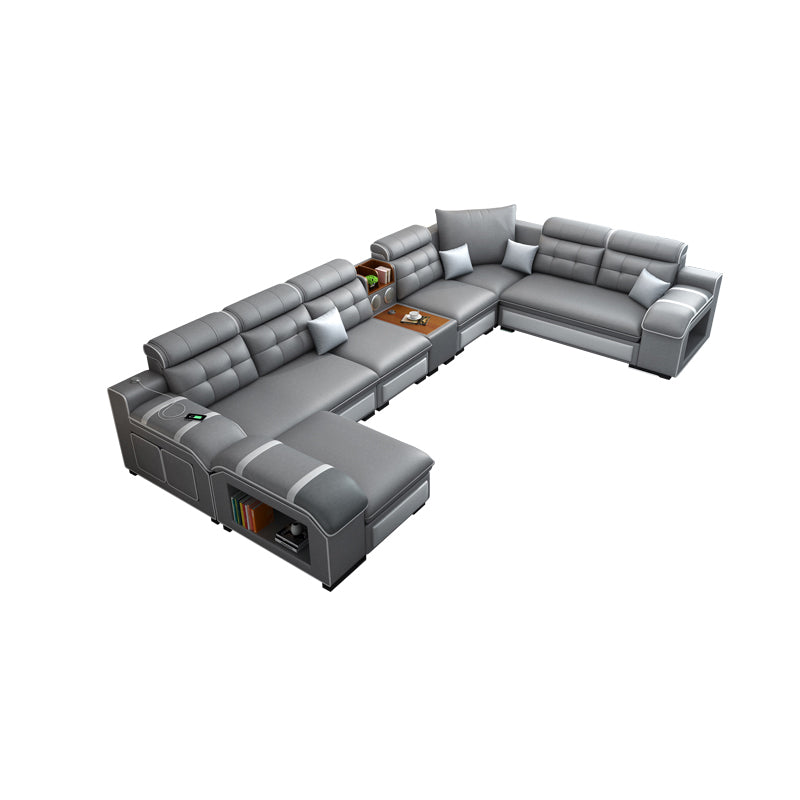 Contemporary Grey Sofa/sectional with Storage and USB for Living Room