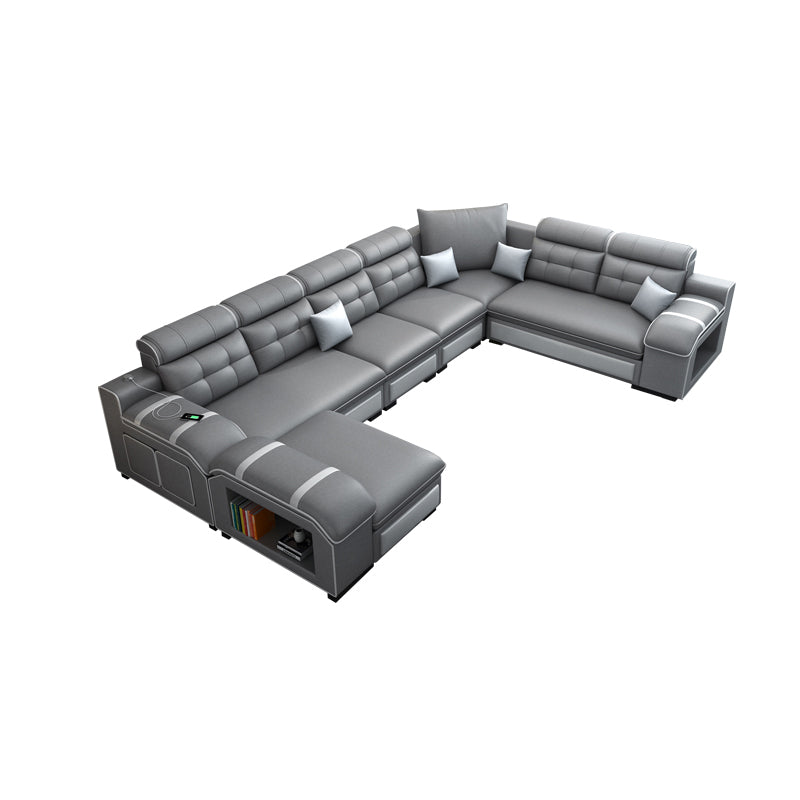 Contemporary Grey Sofa/sectional with Storage and USB for Living Room