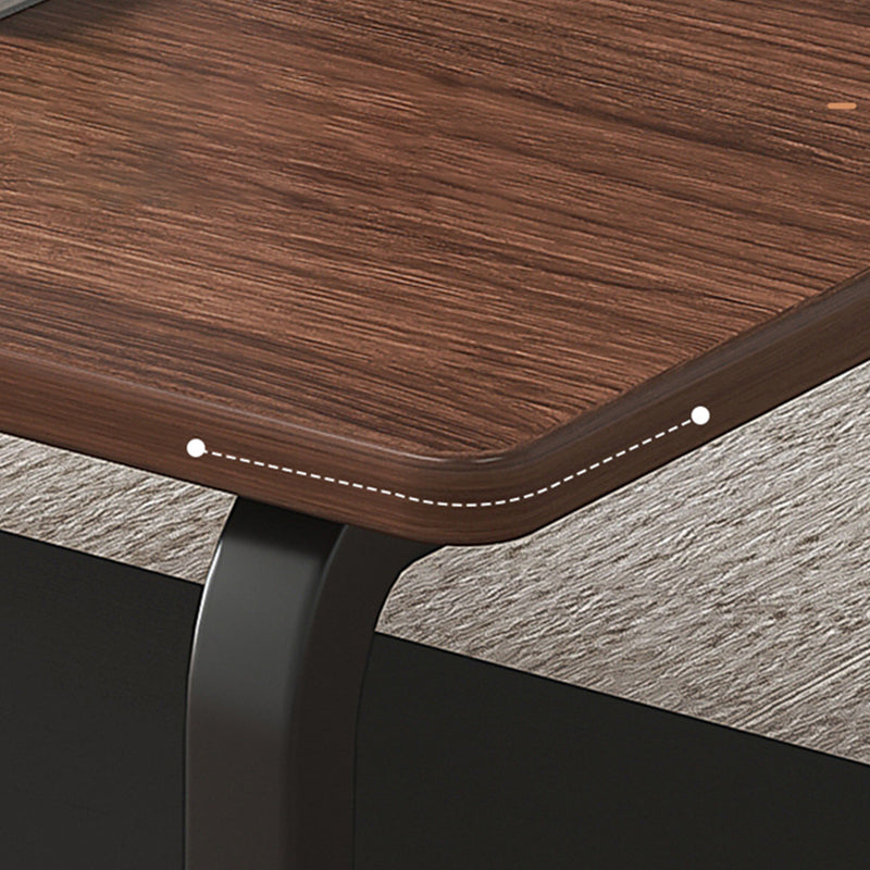 Modern 15.7"Tall Metal Sled Rectangular Wooden Top Coffee Table with Shelf