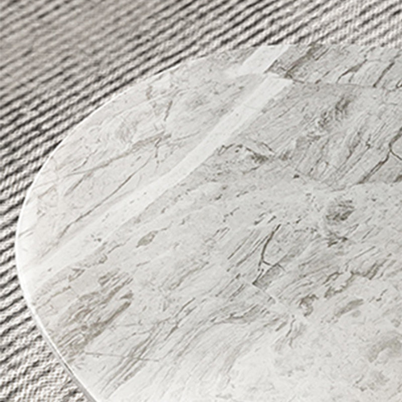 Luxurious 3 Legs Elliptical Stone Coffee Cocktail Table in White/Grey