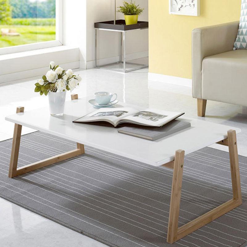 12.5"/17.7"Tall Sled Base Rectangular Wooden Top Coffee Table