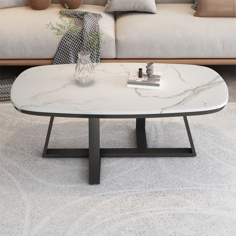 Glam Cross Legs Coffee Table Slate Rectangular Cocktail Table