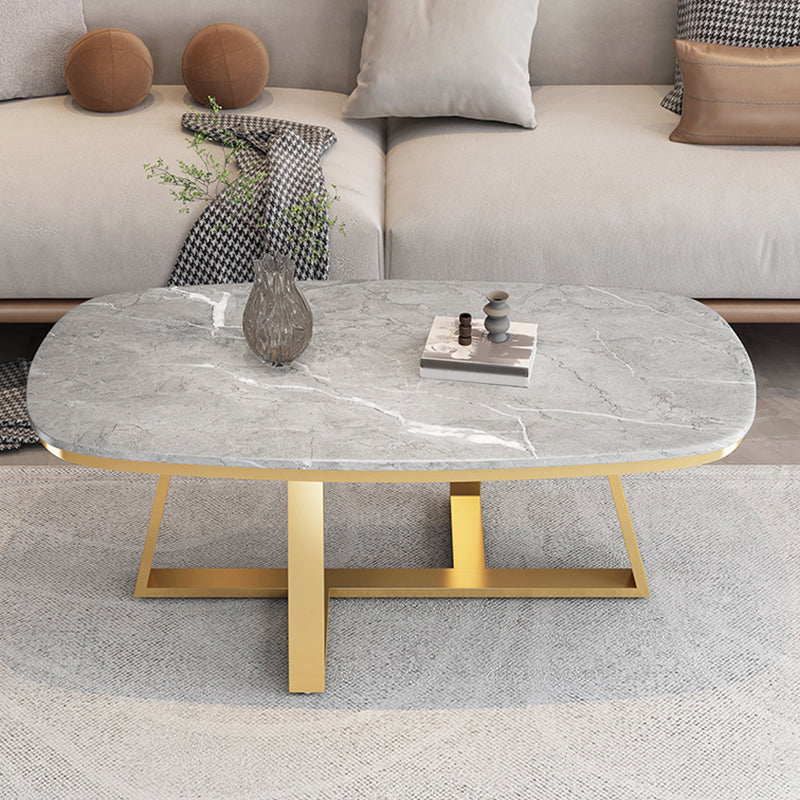 Glam Cross Legs Coffee Table Slate Rectangular Cocktail Table