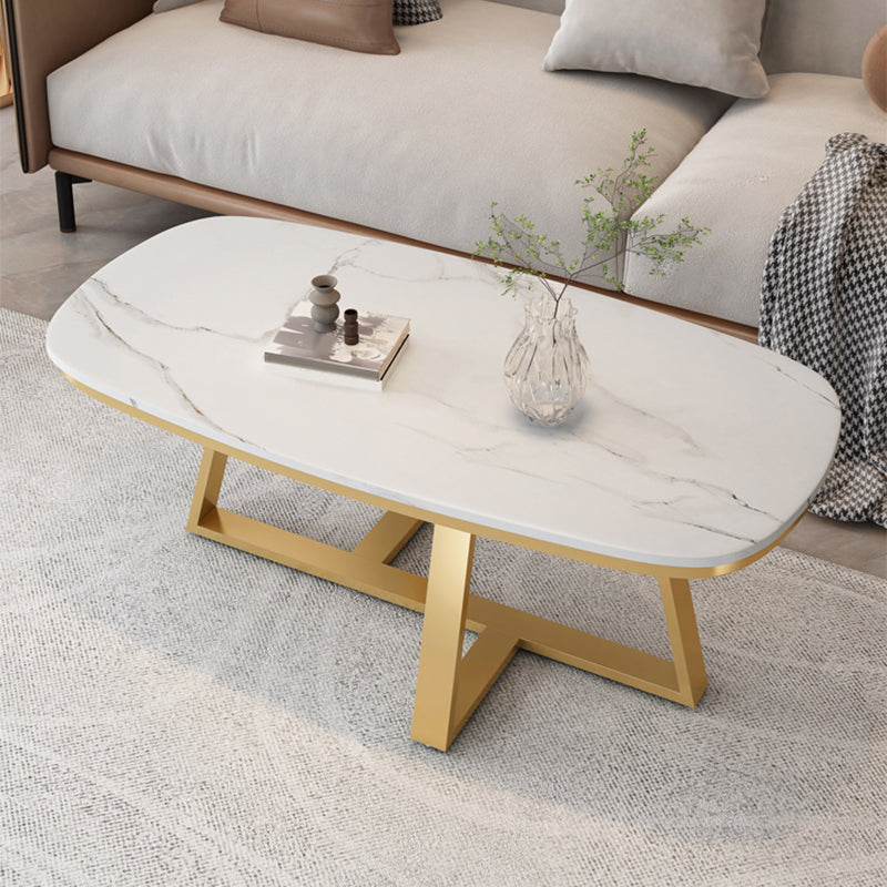 Glam Cross Legs Coffee Table Slate Rectangular Cocktail Table
