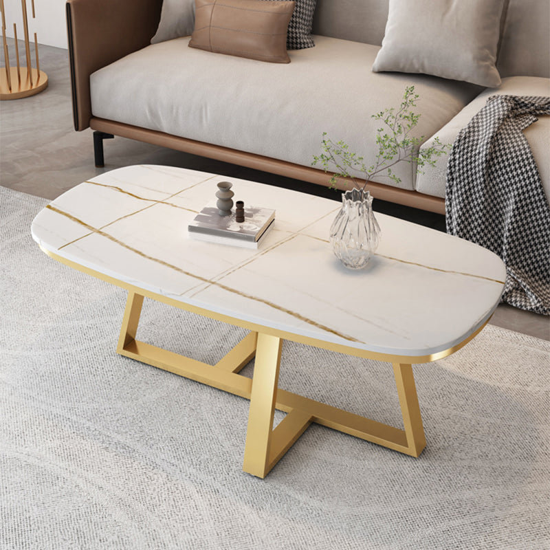Glam Cross Legs Coffee Table Slate Rectangular Cocktail Table