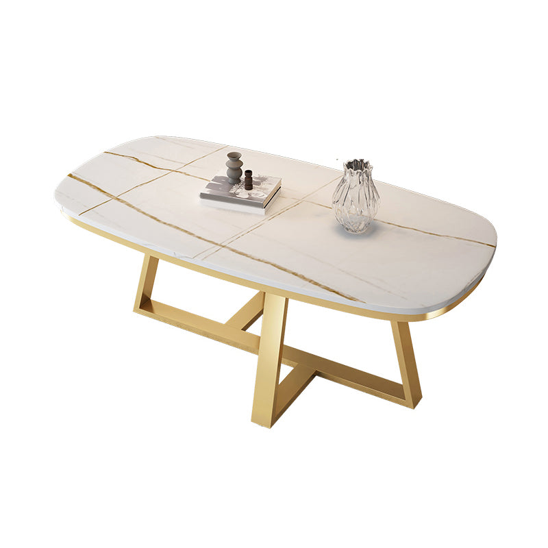 Glam Cross Legs Coffee Table Slate Rectangular Cocktail Table