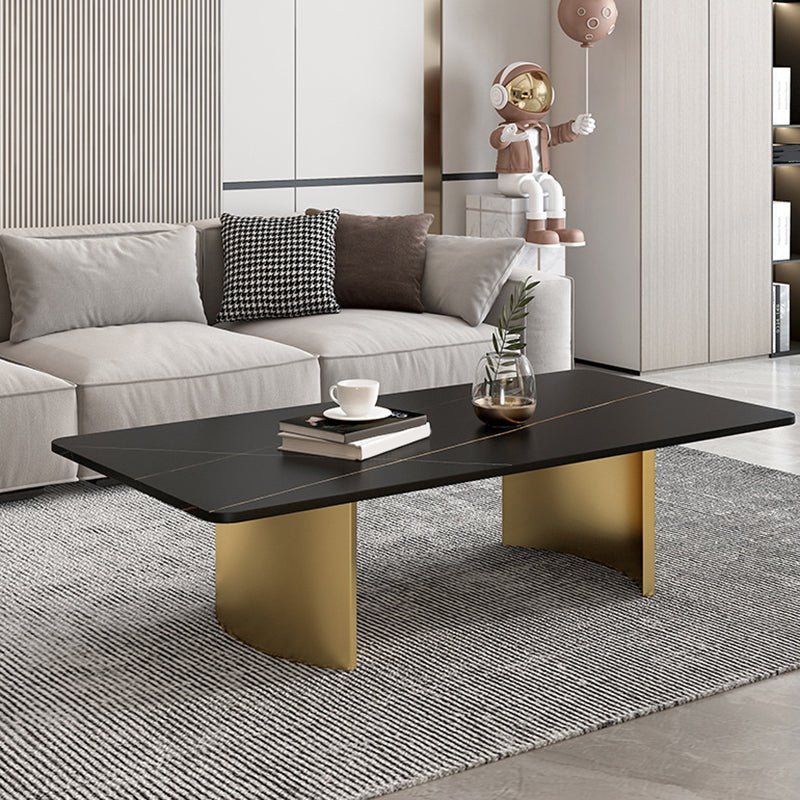 15.7"Tall Iron Sled Base Rectangular Slate Table Top Coffee Table