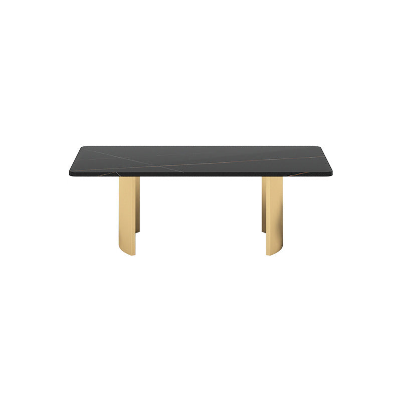 15.7"Tall Iron Sled Base Rectangular Slate Table Top Coffee Table