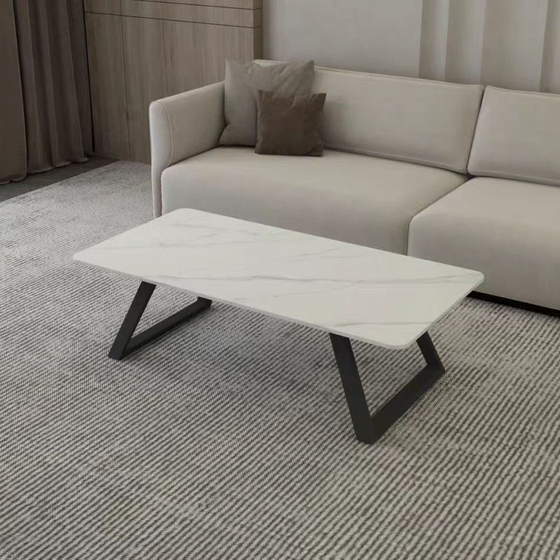 17.7"Tall Sled Metal Base Rectangular Slate Table Top Coffee Table