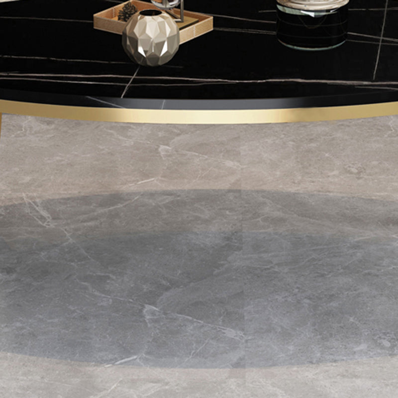 Glam Oval Coffee Table Slate Top 4 Legs Coffee Table for Living Room