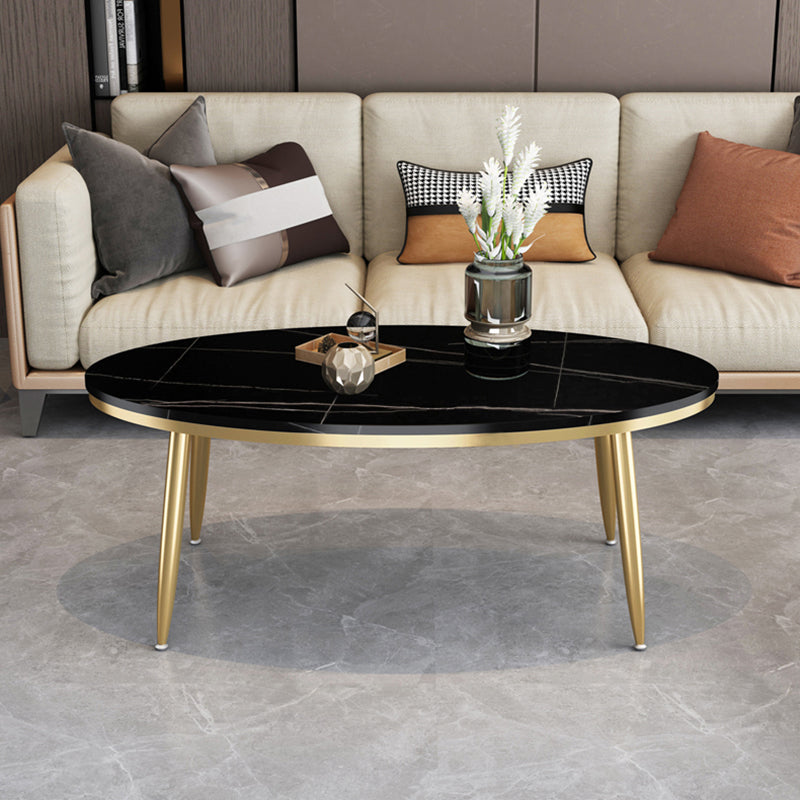 Glam Oval Coffee Table Slate Top 4 Legs Coffee Table for Living Room