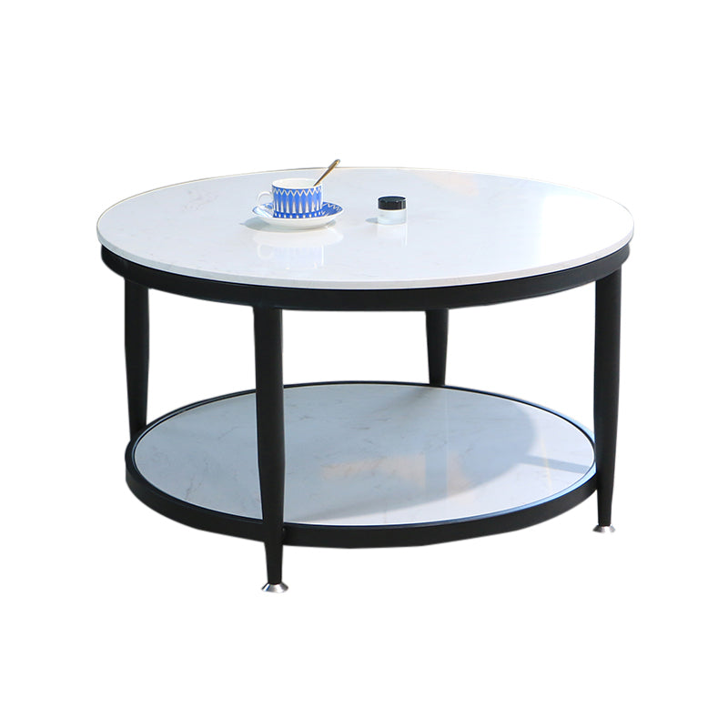 Glam Faux Marble Cocktail Table Four Legs Coffee Table with Storage