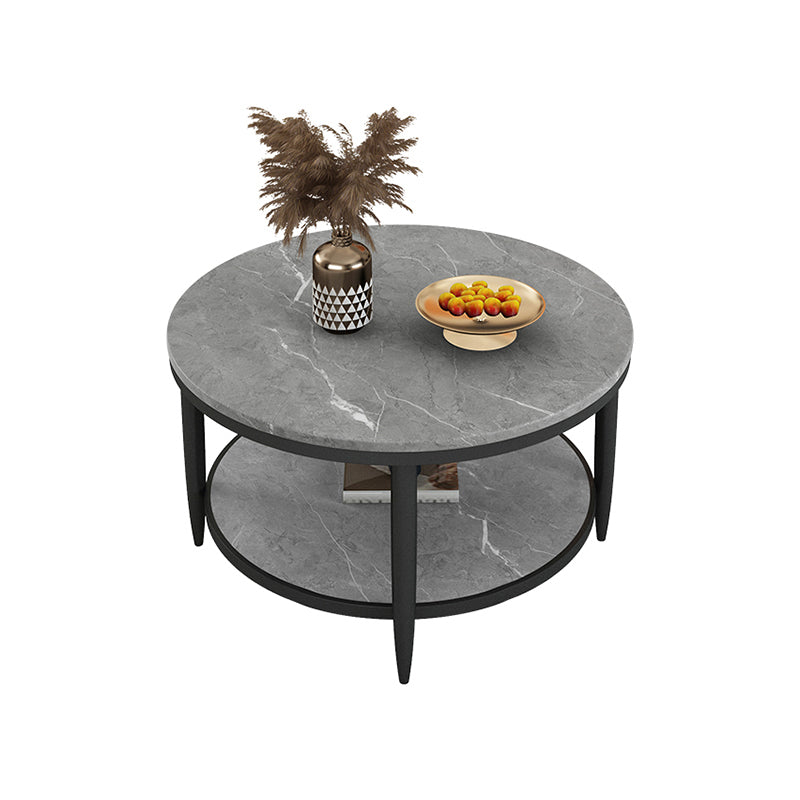 Glam Faux Marble Cocktail Table Four Legs Coffee Table with Storage