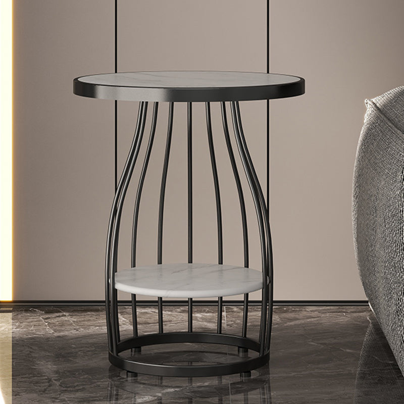 Modern Style Cocktail Table Marble Table Metal Base Round Coffee Table