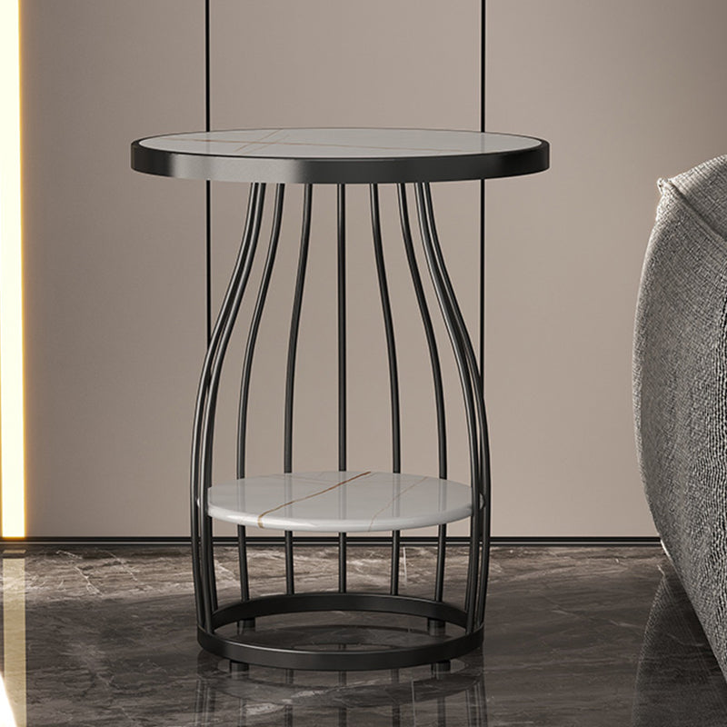 Modern Style Cocktail Table Marble Table Metal Base Round Coffee Table