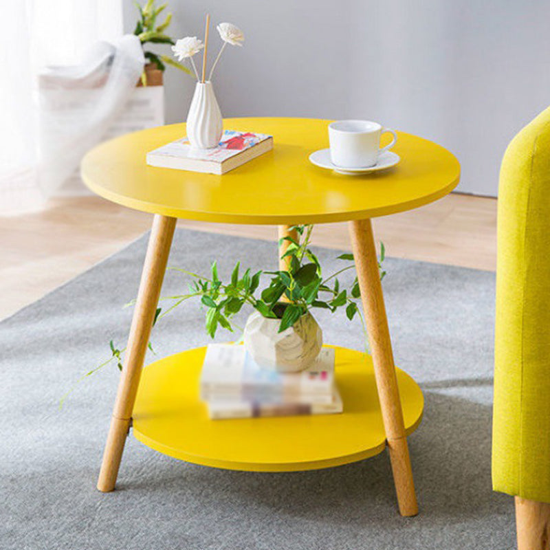 18.5/20.4/21.6" Tall Modern 3 Legs Side Table Wooden Round Top End Table with Shelf