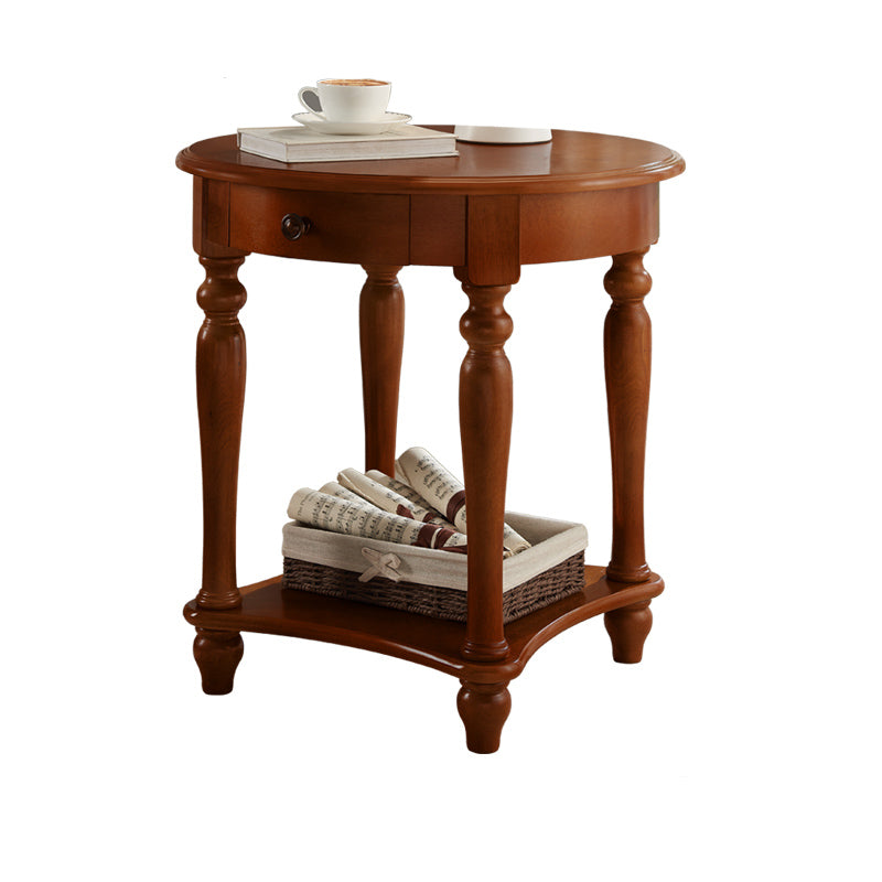 60CM Tall Wood Storage Sled End Table Double Tier Side Table for Bedroom