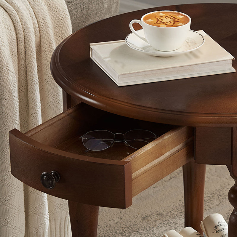60CM Tall Wood Storage Sled End Table Double Tier Side Table for Bedroom
