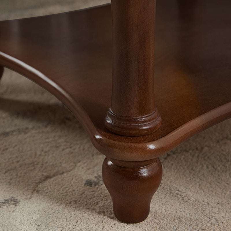 60CM Tall Wood Storage Sled End Table Double Tier Side Table for Bedroom