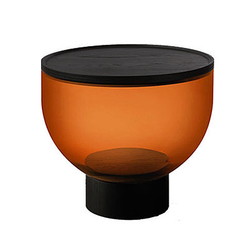 Modern Round Solid Oak Top End Table 53/44" Tall Drum End Table with Storage