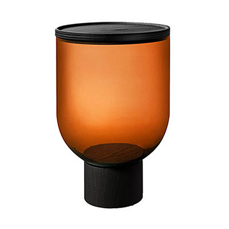 Modern Round Solid Oak Top End Table 53/44" Tall Drum End Table with Storage