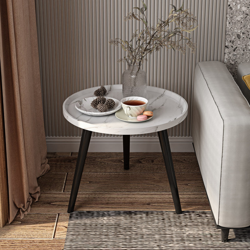 3 Legs Base Design Wood-based Panel Table Metal Base RoundSide Table