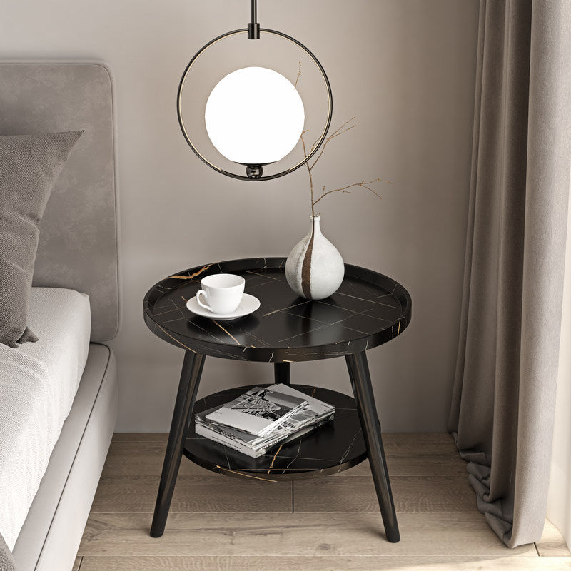 3 Legs Base Design Wood-based Panel Table Metal Base RoundSide Table