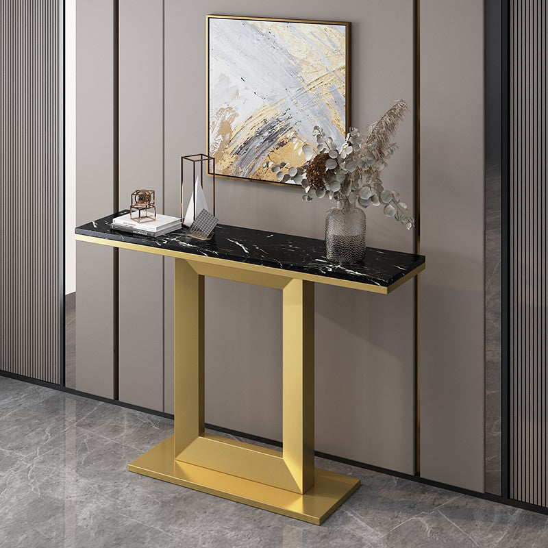 Marble Top Accent Table with Pedestal Base for Hall 31.5" High Console Table