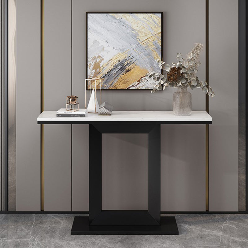 Marble Top Accent Table with Pedestal Base for Hall 31.5" High Console Table
