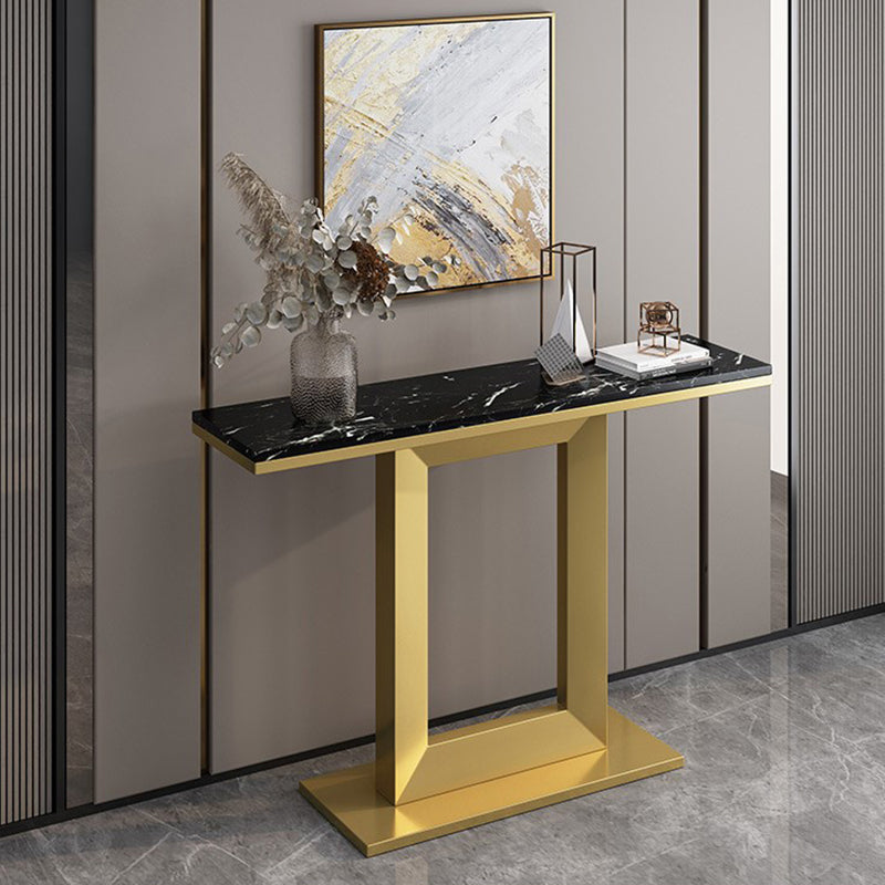 Marble Top Accent Table with Pedestal Base for Hall 31.5" High Console Table