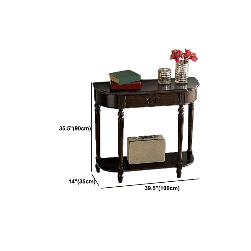 Mid-Century Modern Solid WoodTable, 35.43" H Console Accent Table in Brone