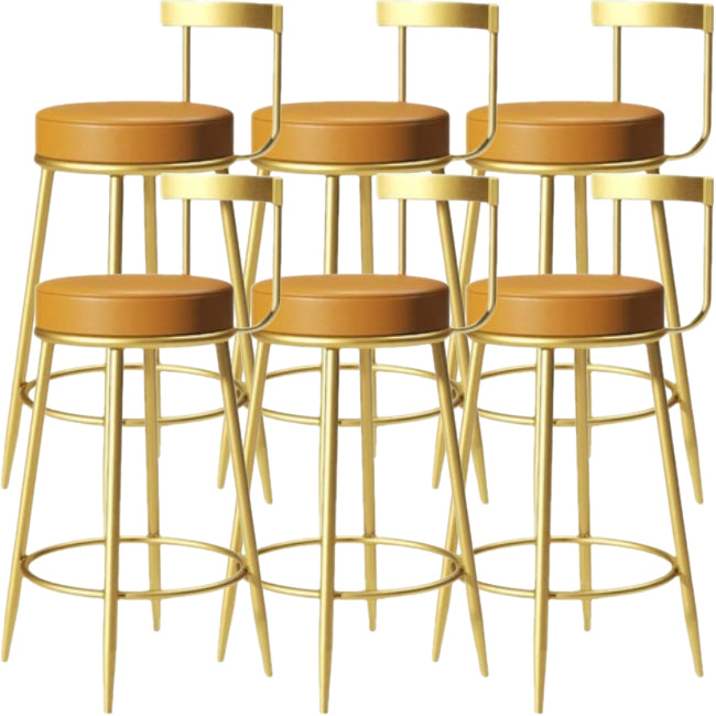 Glam Backrest Armless Counter Stool Iron Cafe Bar Stool with Pedal and Cushion