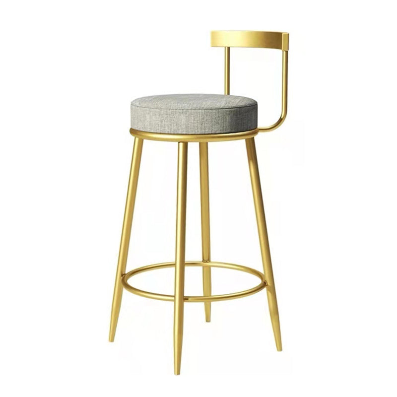 Glam Backrest Armless Counter Stool Iron Cafe Bar Stool with Pedal and Cushion