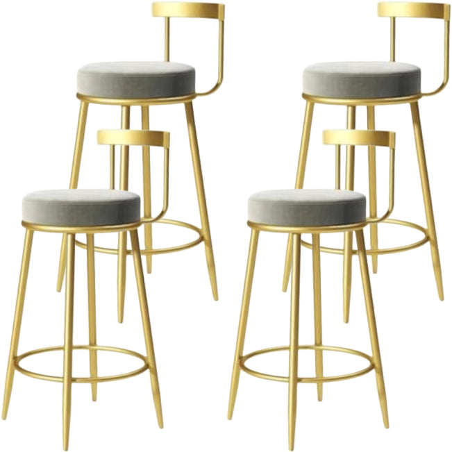 Glam Backrest Armless Counter Stool Iron Cafe Bar Stool with Pedal and Cushion
