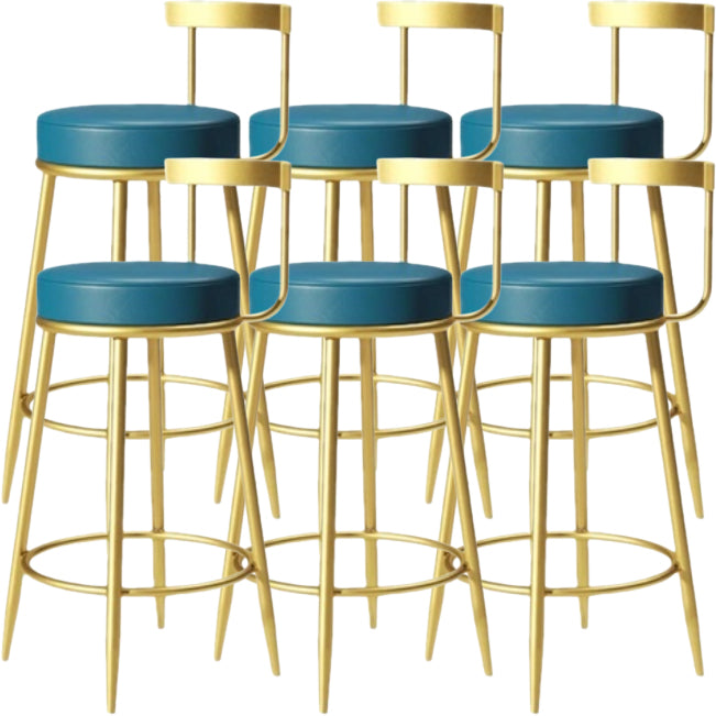 Glam Backrest Armless Counter Stool Iron Cafe Bar Stool with Pedal and Cushion