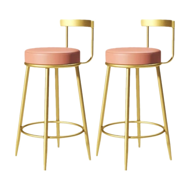 Glam Backrest Armless Counter Stool Iron Cafe Bar Stool with Pedal and Cushion