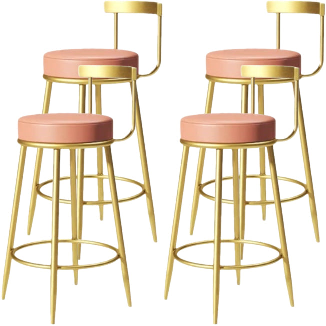 Glam Backrest Armless Counter Stool Iron Cafe Bar Stool with Pedal and Cushion