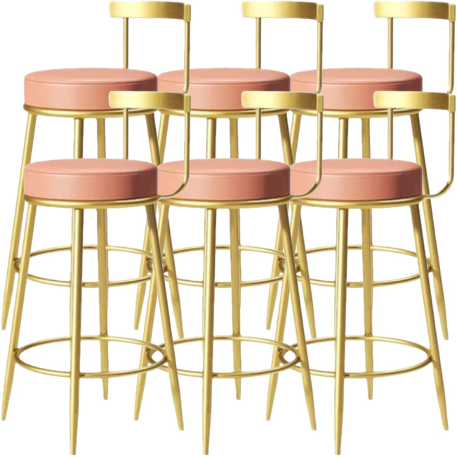 Glam Backrest Armless Counter Stool Iron Cafe Bar Stool with Pedal and Cushion