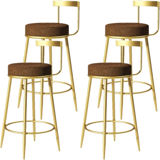Glam Backrest Armless Counter Stool Iron Cafe Bar Stool with Pedal and Cushion