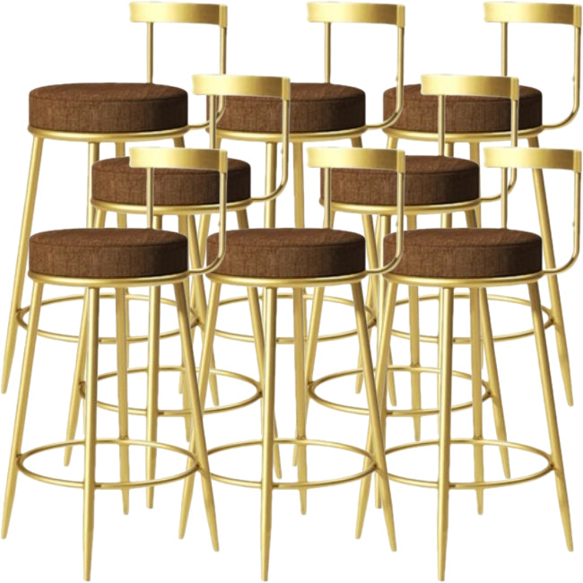 Glam Backrest Armless Counter Stool Iron Cafe Bar Stool with Pedal and Cushion