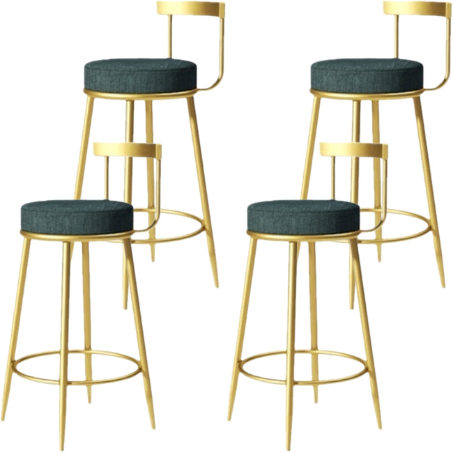 Glam Backrest Armless Counter Stool Iron Cafe Bar Stool with Pedal and Cushion